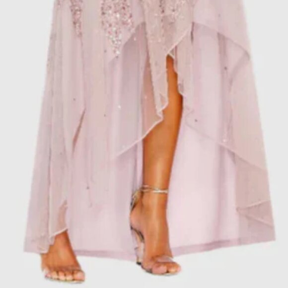 Mac Duggal 93681 Sequined Butterfly Sleeve High Low Gown Womens Dress New - Picture 3 of 11